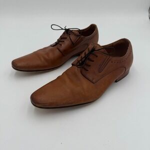 Aldo Wakler-R Oxford Dress Shoes Men's Size 11 Brown Leather Cuban Heel Lace Up